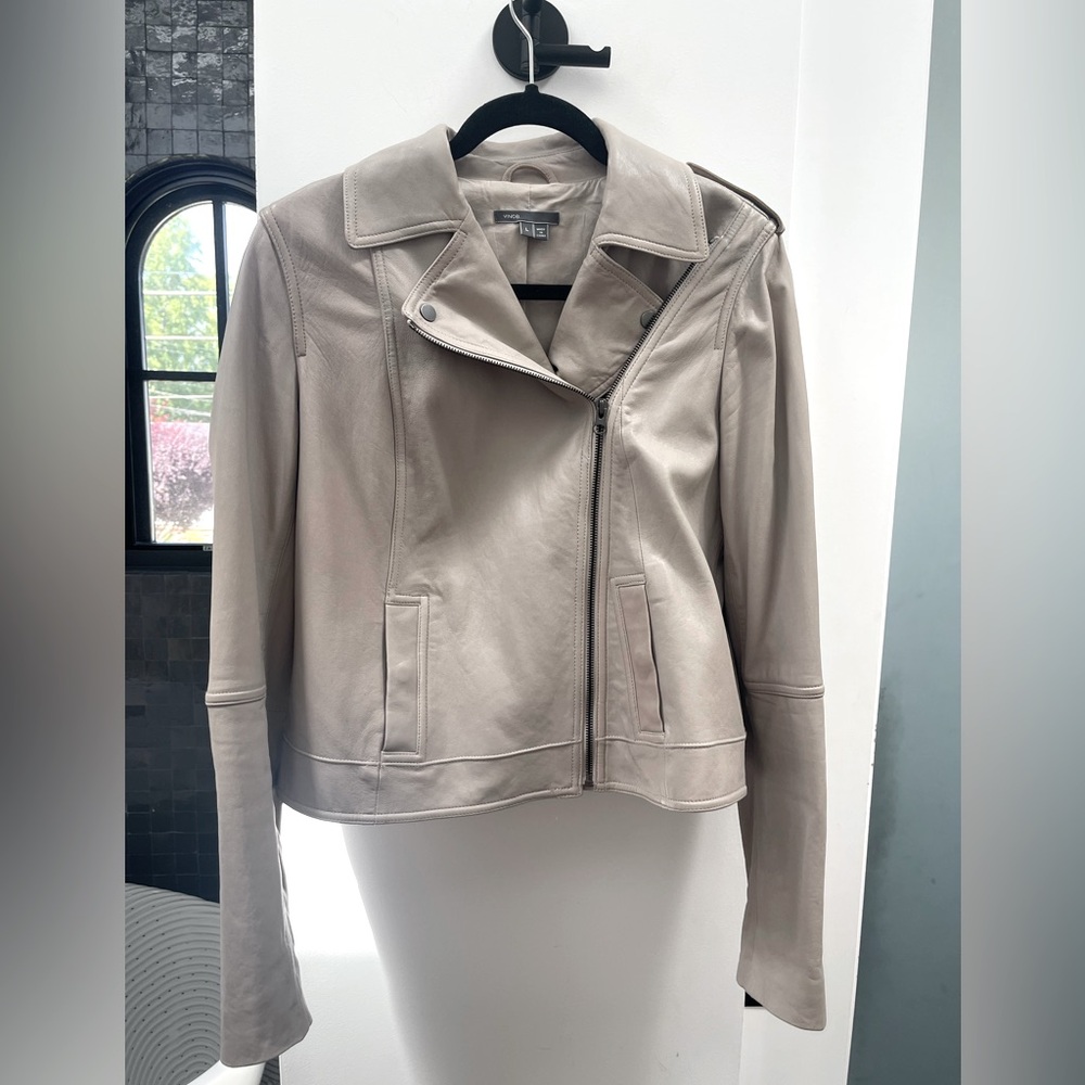 Leather jacket taupe/light tan